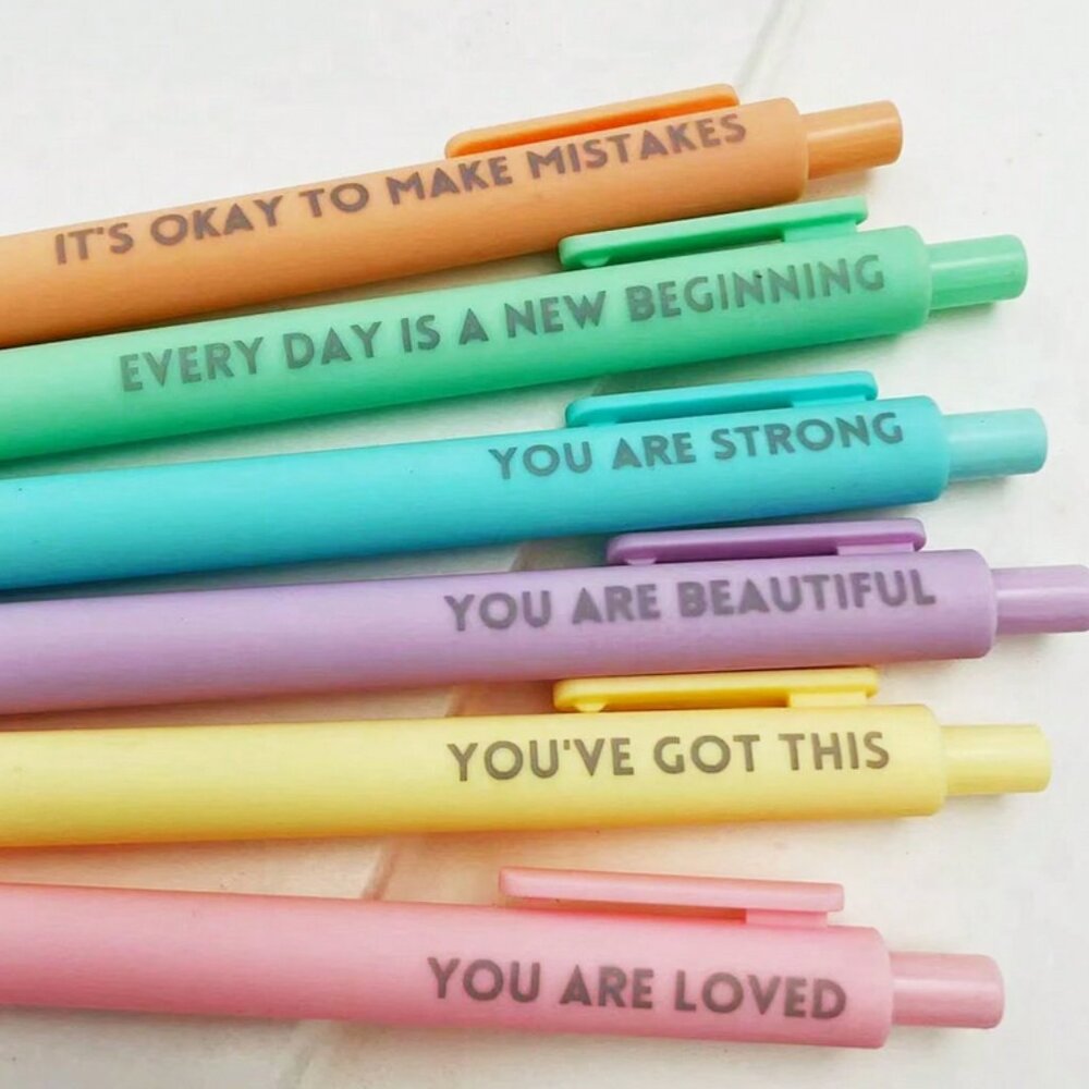 Set of 6 Motivational Pens - Black Ink | BUY NOW PRICE